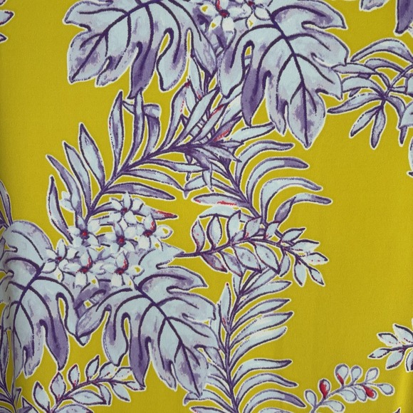 Caribbean Joe Mini Tropical Lightweight T-shirt V-neck Dress Yellow Purple Sz XL - Picture 7 of 10